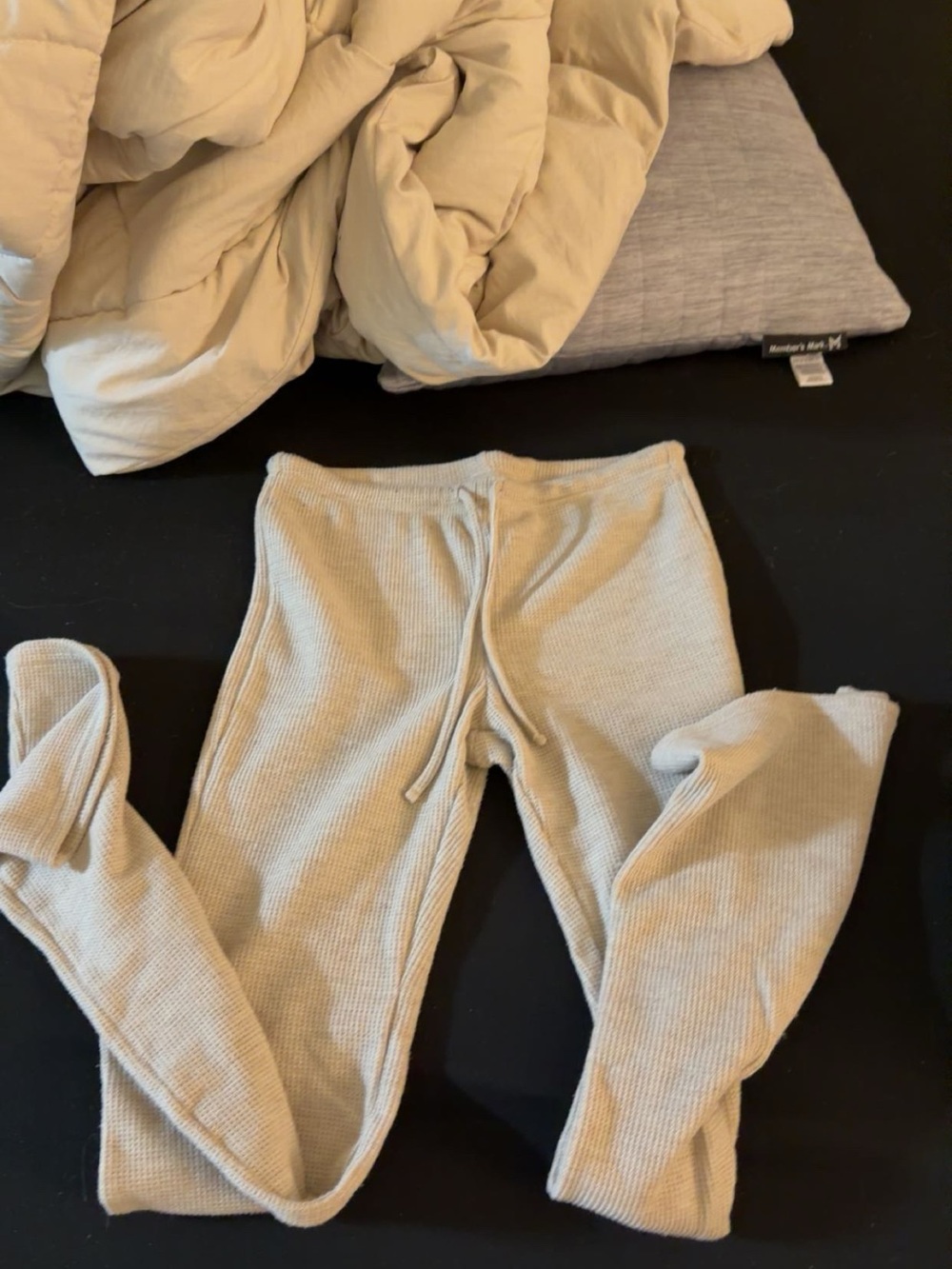 No Boundaries Cream Waffle Knit Drawstring Pajama Bottoms